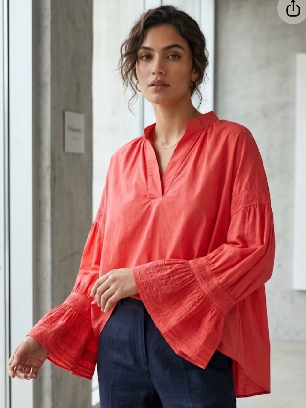 By Malene Birger Bryonia Popover Blouse Bell Sleeve Organic Cotton 40 US 10